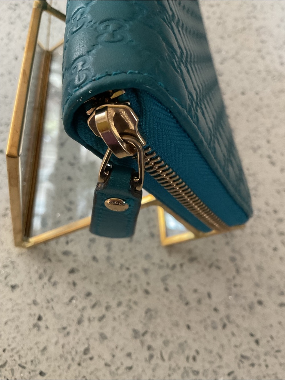 Gucci Guccissima Zip Around Teal Wallet - Picture 8 of 15